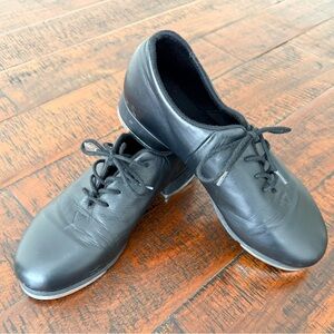 Capezio Black Leather Mega Lace-Up Tap Shoes SZ 8M